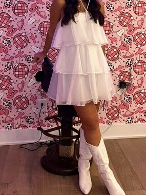 Abercrombie & Fitch White Tiered Mini Dress